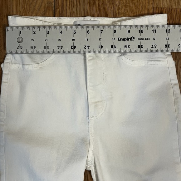 Zara High Waist Skinny Jeans White 4 Baddie Going Out Casual Chic - Picture 7 of 9